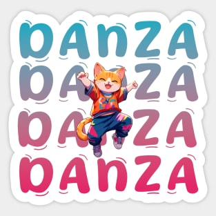 DANCE street cat illustration positive cute vibes. Sticker